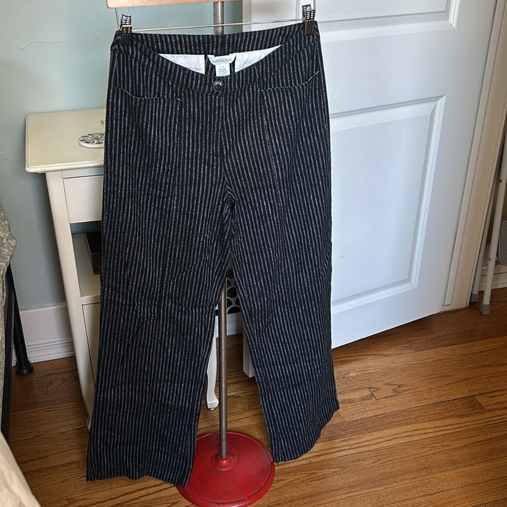 Sundance Pinstriped Linen Pants Size 4 - Picture 3 of 9